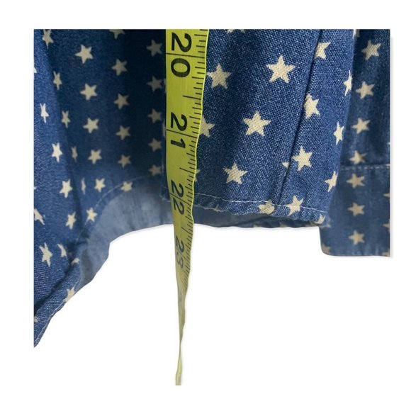 Wah Maker Vintage Collection Blue Micro Star Print Top Medium - Picture 7 of 8